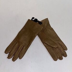 Women’s Gold Brown Shell 💯% Leather Gloves — Refined Everyday Pair Size L XL